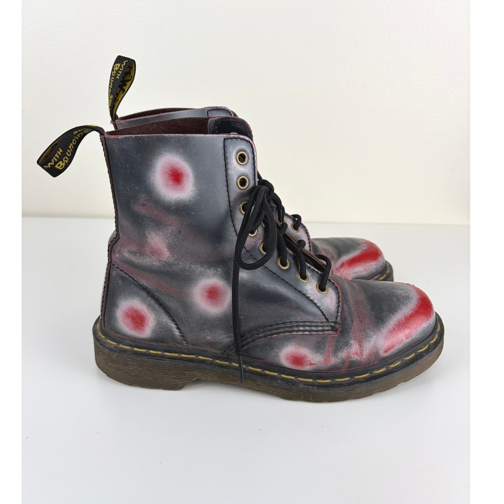 Dr. Martens Color Changing Black Red Leather 1460 Boots Women's 9 Rare